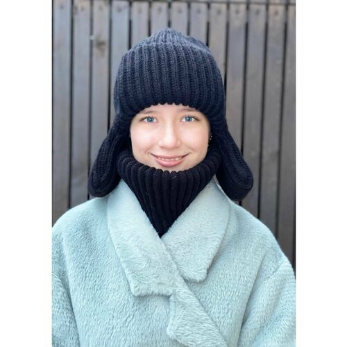 фото Шапка ушанка , размер 56/58, черный diviva