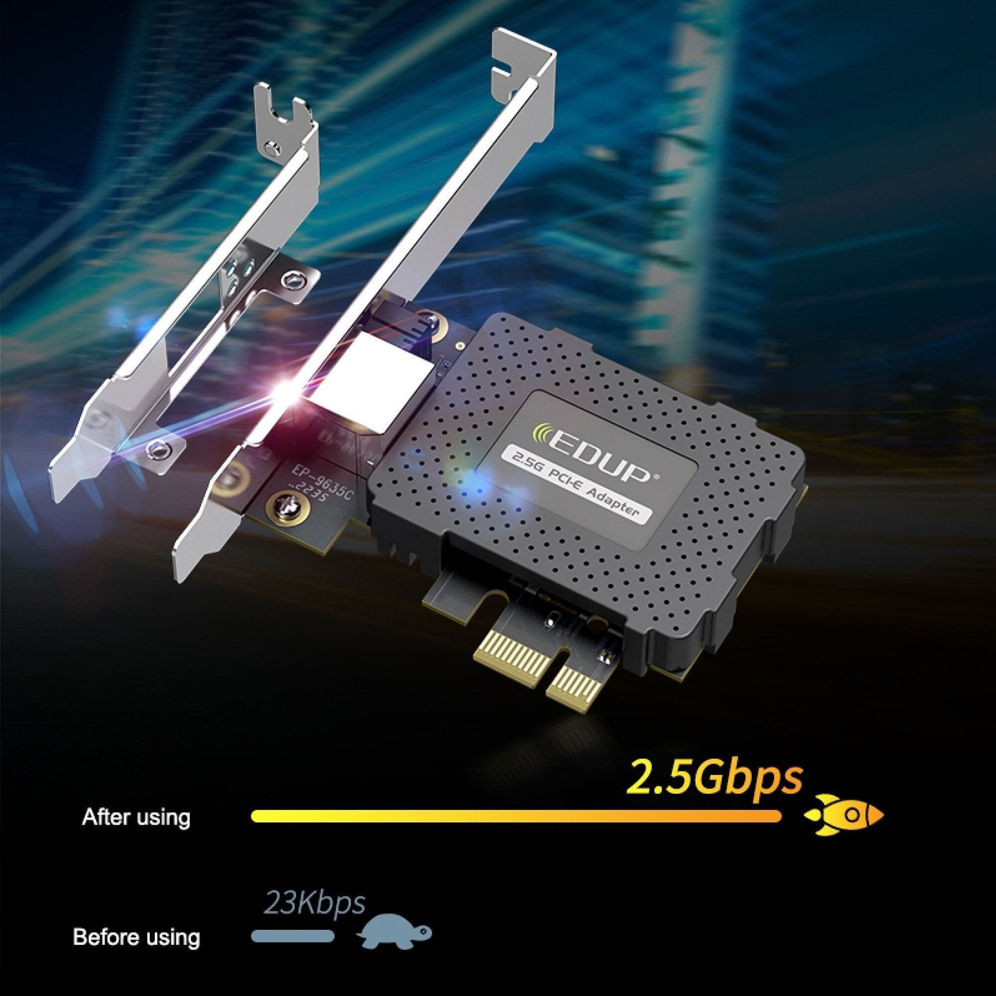 2.5Gbps PCI-E игровая сетевая карта EDUP EP-9635C (Realtek RTL8125) — фото 3