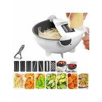 Многофункциональная ручная терка 9в1 / Терка для овощей  / Овощерезка с дуршлагом-контейнером / Набор насадок и овощечистка / Шинковка