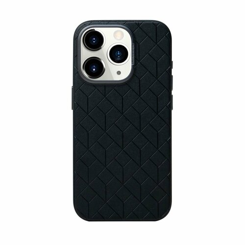 Чехол кожаный для iPhone 15 Pro (6.1") Bucksuiti SNAP Geo черный