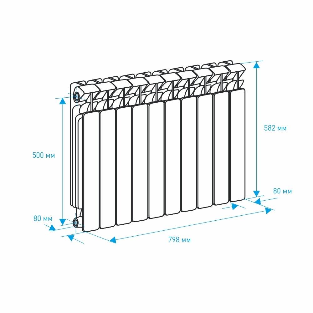 Радиатор алюминиевый Halsen, 6 секций, 500/80 - фото №6