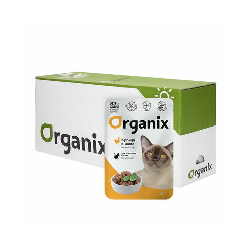 Organix паучи "Упаковка 24 шт" Паучи для взрослых кошек курица в желе