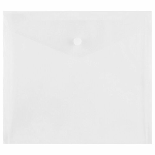 Папка-конверт на кнопке СТАММ А5+, 150мкм, пластик, прозрачная, бесцветная, 10 штук
