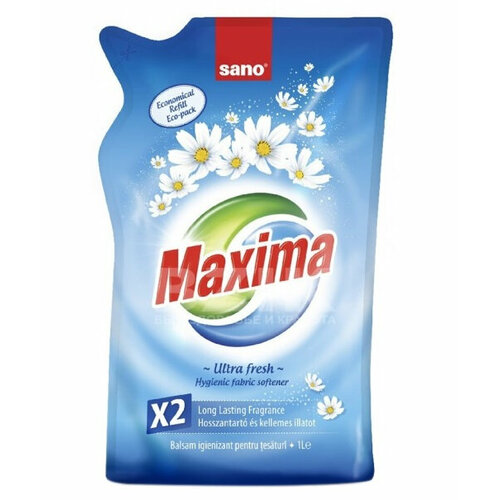 Кондиционер-ополаскиватель для белья SANO Maxima Ultra Fresh гигиенический, ультраконцентрат, 1 л