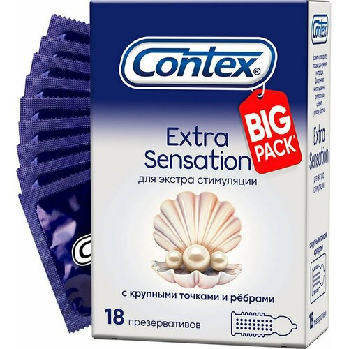 Contex / Презервативы Contex Extra Sensation с крупными точками и ребрами 18шт 3 уп