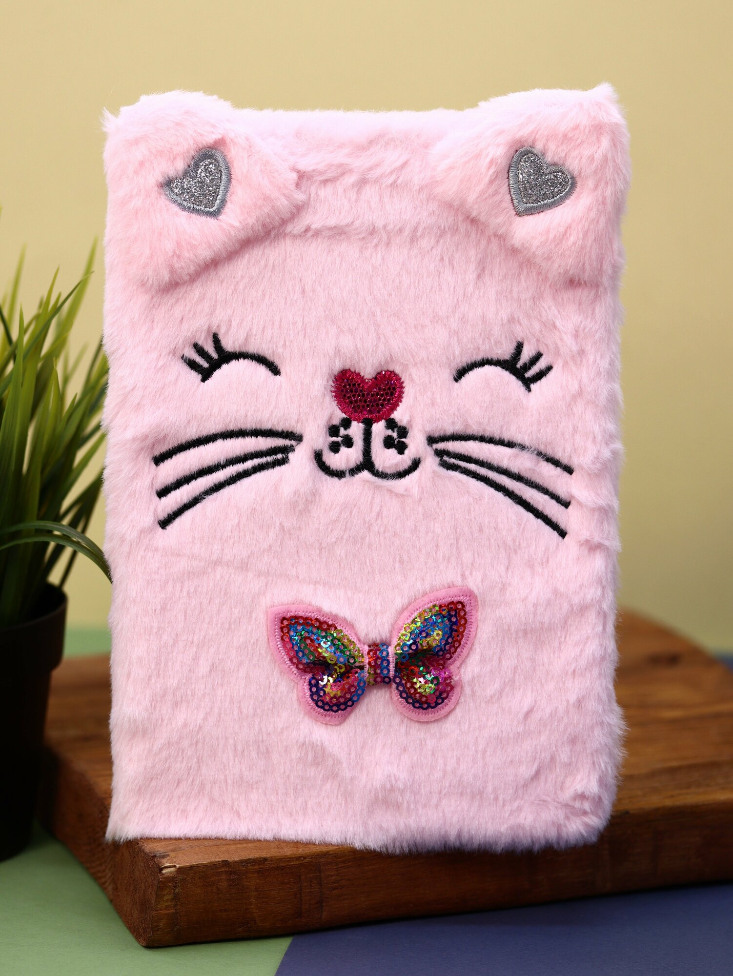 Блокнот плюшевый Funny cat pink 80 листов