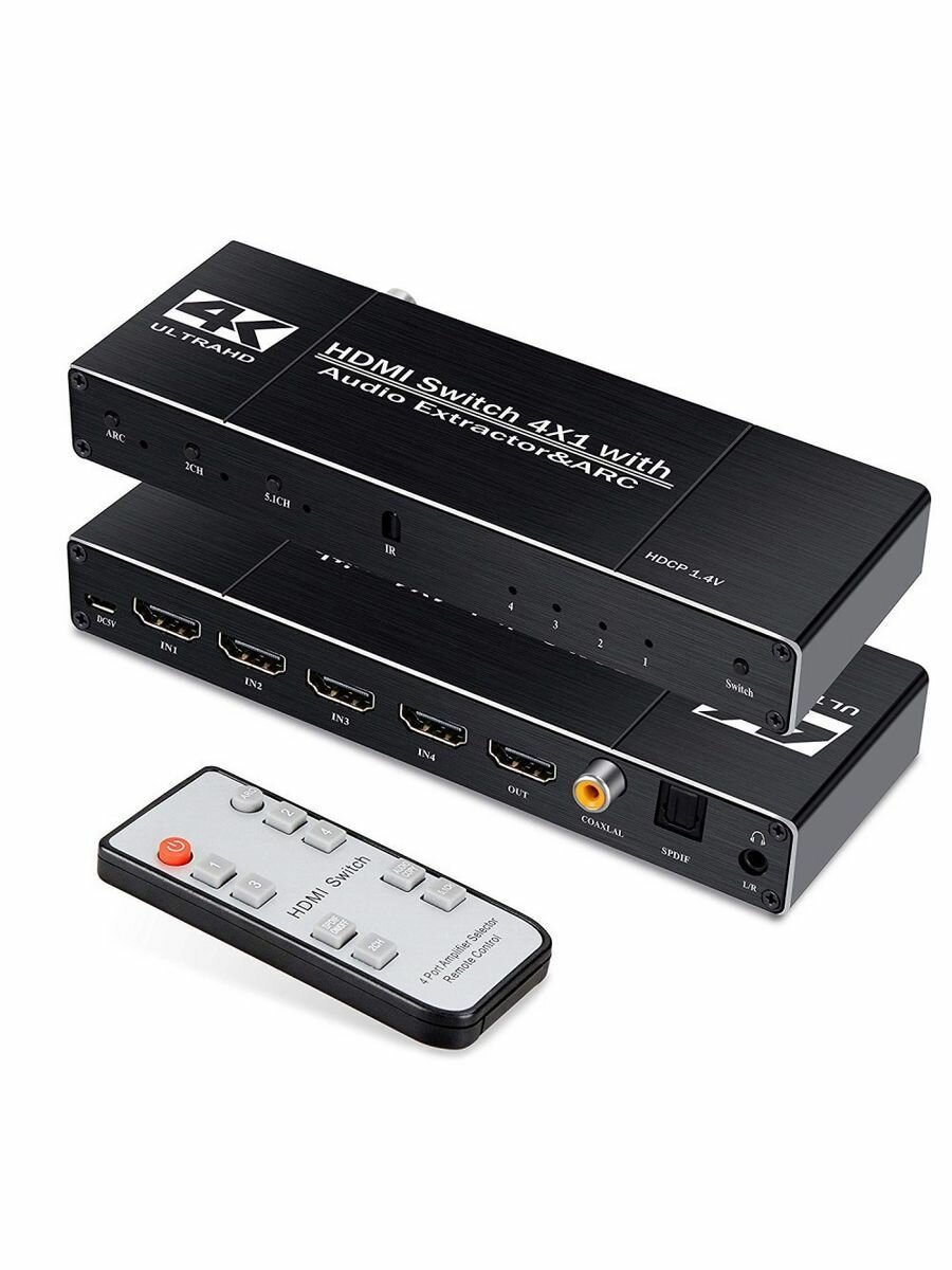 HDMI Switch переключатель 4x1 с извлечением звука 35 toslink и ARC