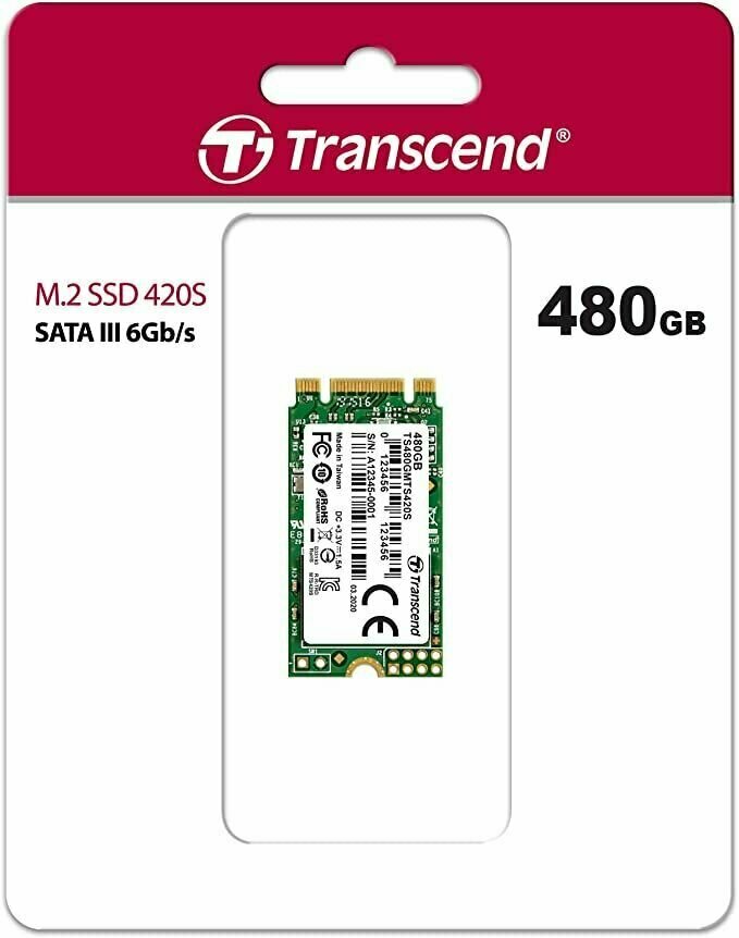 Накопитель SSD M.2 Transcend 480GB, SATA3, up to 560/340MBs, 85000 IOPs, 3D TLC, 22х42мм - фото №8