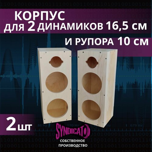 Корпус для 2 динамиков 16,5 см и рупора 10 см