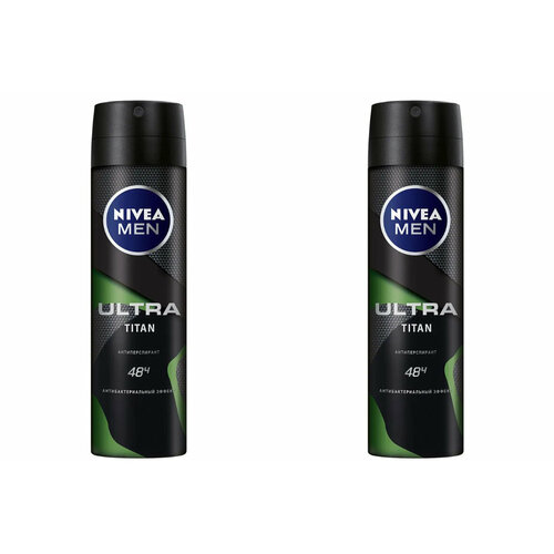 Дезодорант-антиперспирант спрей Nivea, Men, ULTRA TITAN, с антибактериальным эффектом, 150 мл, 2 уп дезодорант антиперспирант спрей nivea men ultra titan с антибактериальным эффектом 150 мл 2 уп