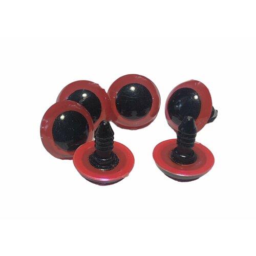 Глазки для игрушек, винтовые с заглушками, красного цвета диаметр 16 мм,6 штук, 3 пары.