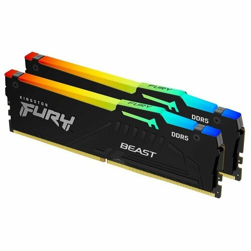 фото Оперативная память kingston ddr5 32gb (2x16gb) 6000mhz pc-48000 fury beast black rgb cl36 1.35v (kf560c36bbeak2-32)