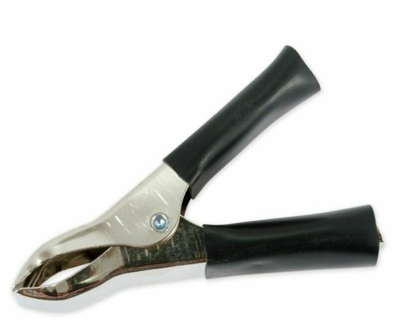 фото Клемма-зажим крокодил 75мм черная изолированная ручка ARNEZI A0101001