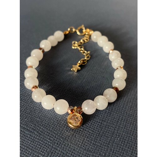 фото Браслет el tro, кварц, кварц розовый, 1 шт., размер 22 см, размер m, диаметр 6 см, золотой, розовый