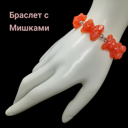 фото Браслет, эпоксидная смола, 1 шт., размер one size, красный смз долганова м.ю.