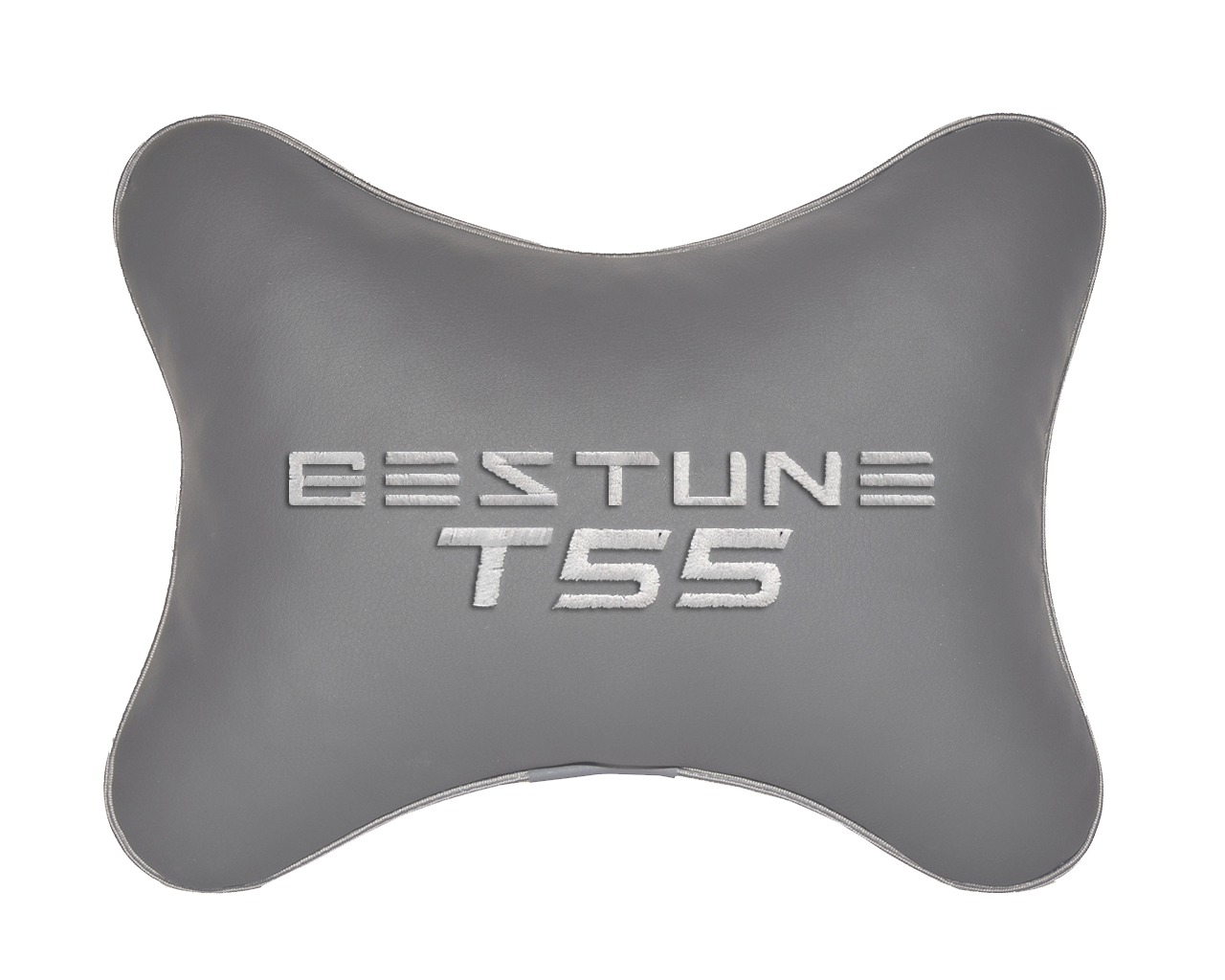 Подушка на подголовник экокожа L.Grey с логотипом автомобиля FAW Bestune T55