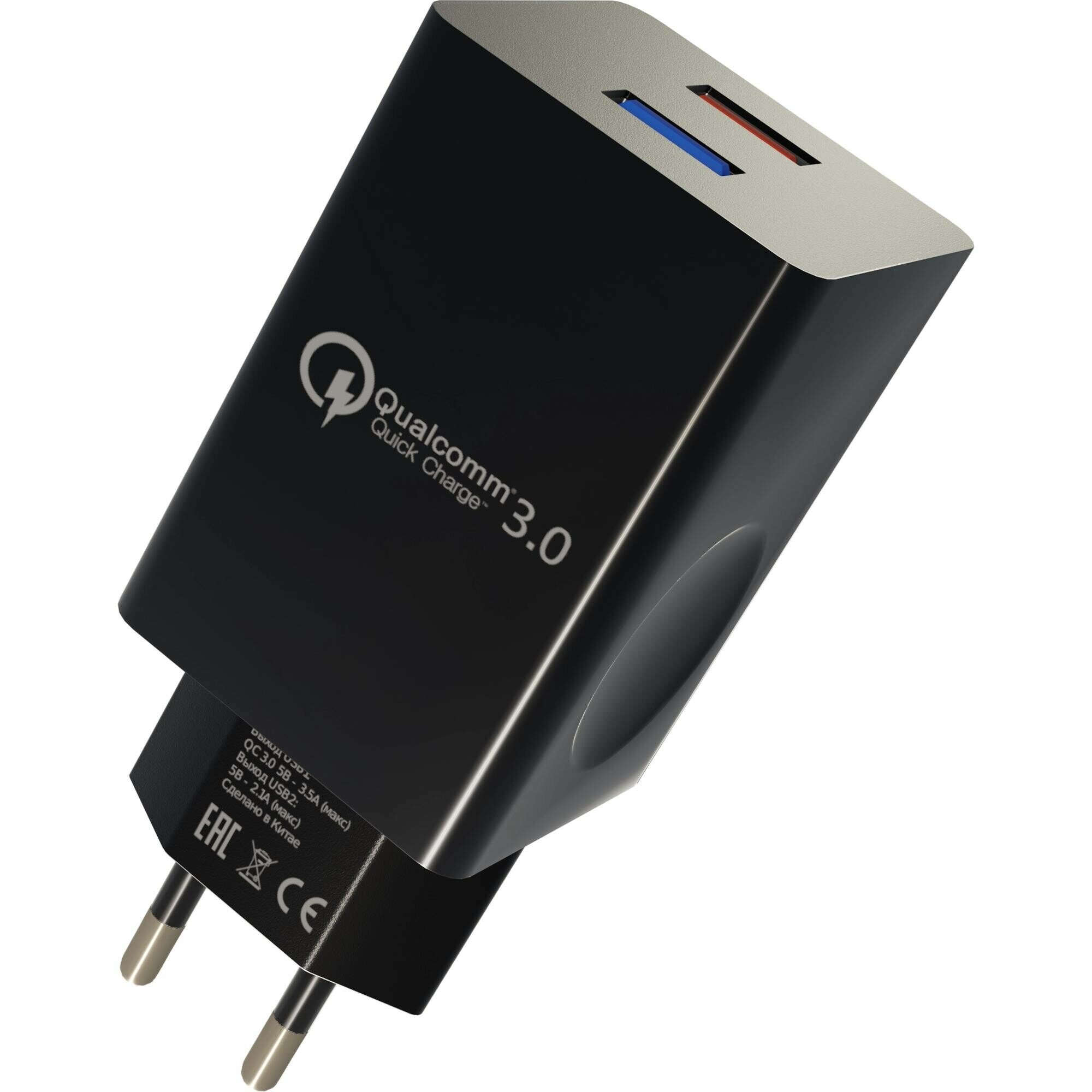 Зарядное устройство сетевое More Choice Smart 2*USB 3.0A QC3.0 быстрая зарядка для micro USB Black - фото №2