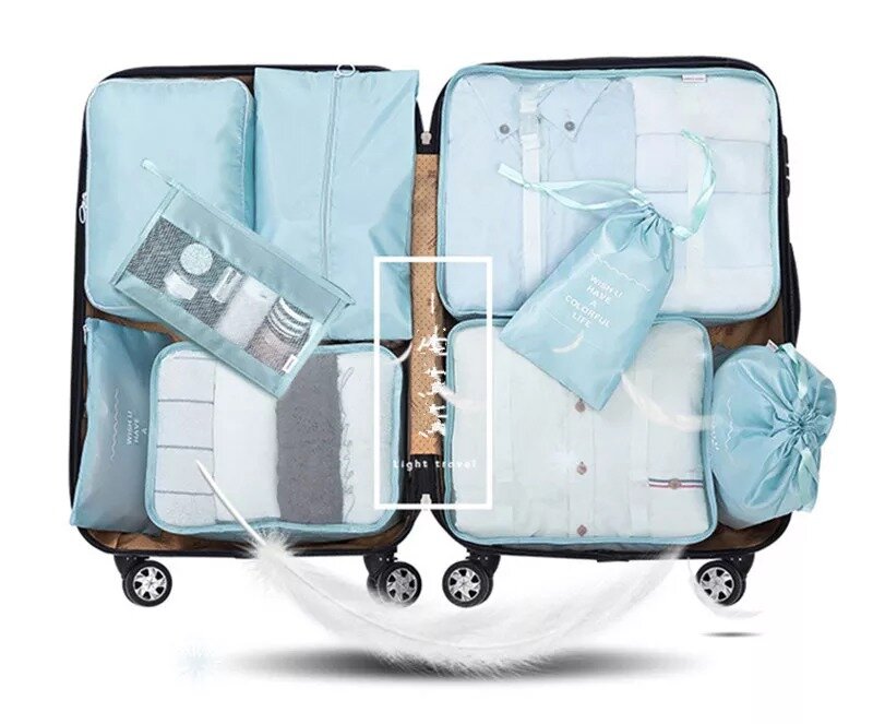 Дорожные органайзеры для чемодана, багажа 7в1 (бирюзовый) - фотография № 3