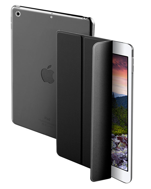 Чехол-обложка MyPads для iPad Air 2 - A1566, A1567 тонкий умный кожаный с функцией смарт включения-выключения черный