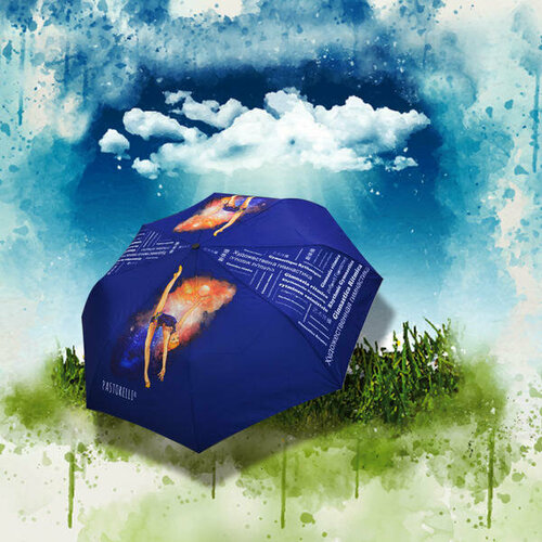 фото Мини-зонт автомат, 3 сложения, купол 97 см., чехол в комплекте, для женщин, синий  pastorelli