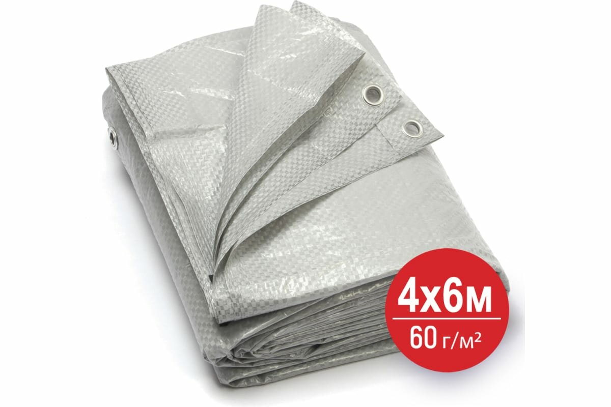ООО Миротент Тент универсальный укрывной 4x6 м полипропилен 60 г/м2 с люверсами ЦБ-00033419