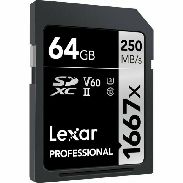 Карта памяти LEXAR Professional 1667x SDXC UHS-2 U3 V60 64 ГБ