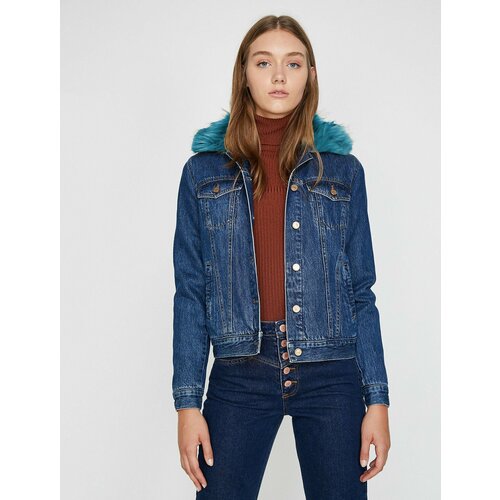 фото Джинсовая куртка koton, размер 34, голубой