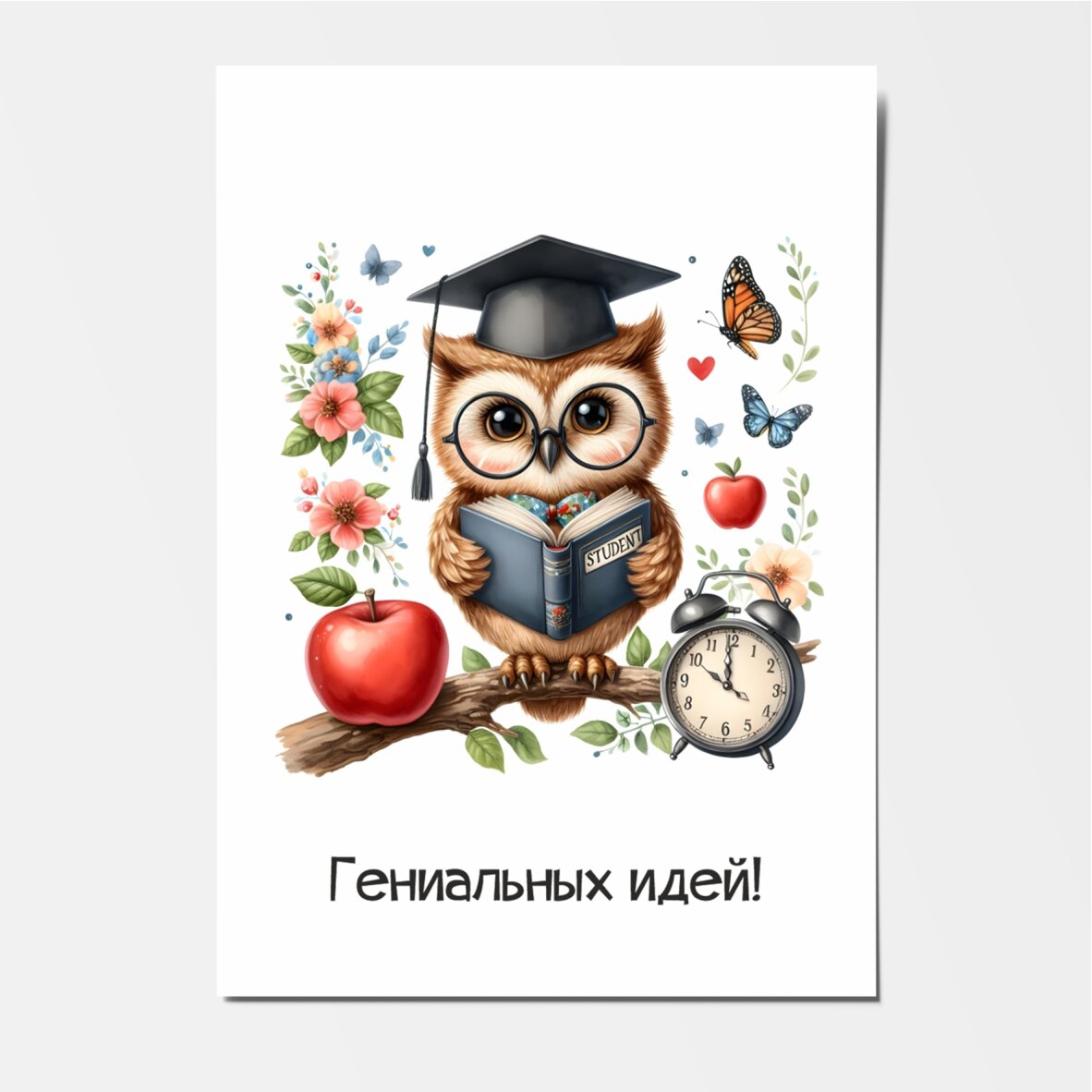 Набор мини-открыток 32 шт, 70х100мм, для подарков выпускнику, 1 сентября, День Рождения, Школьная сова #333- №1, postcard_32_school_owls_#333_set_1