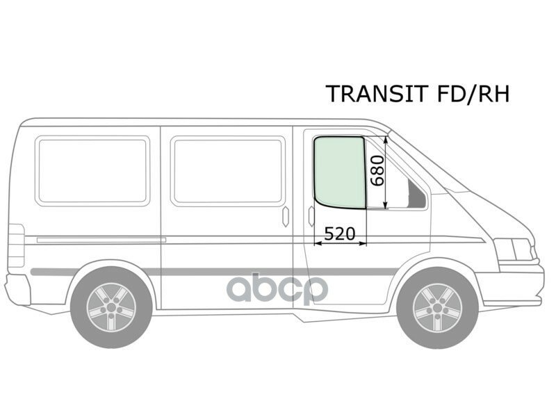 Стекло Боковое Опускное (Спереди/ Справа/ Цвет Зеленый) Ford Transit 85-00 XYG арт. TRANSIT FD/RH