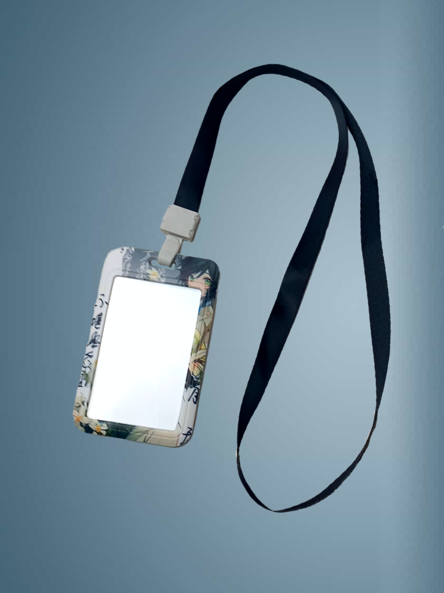 Чехол для бейджа Melody, на ленте, пластик, вертикальное крепление, черно/зеленый — фото 1