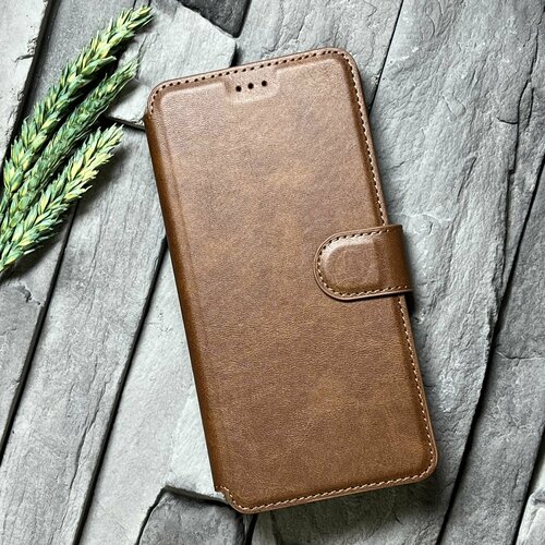 Чехол книжка для Huawei Nova Y72 / Nova Y72s (Хуавей Нова У72 / Нова Ю72 / Нова У72с) c хлястиком, с функцией подставки коричневый