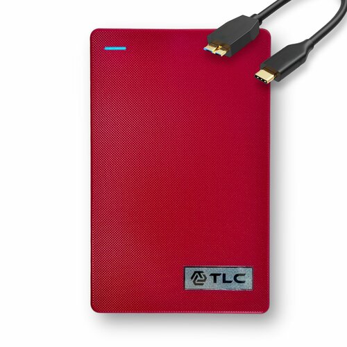 Внешний жесткий диск TLC Slim Portable, Портативный HDD 2,5 500 Gb USB Type-C, Красный 2023 портативный внешний жесткий диск usb 3 1 type c m 2 ssd внешний жесткий диск 500 гб 1 тб 2 флеш накопитель tb 8 тб жесткие диски для ноутбуков