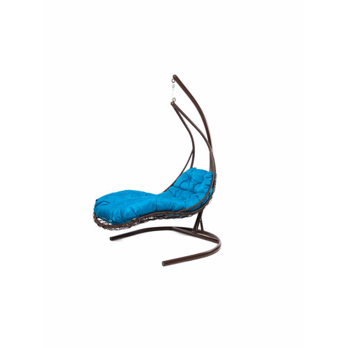 Подвесное кресло M-group лежачее с ротангом коричневое голубая подушка подвесное кресло лежачее ротанг коричневое серая подушка