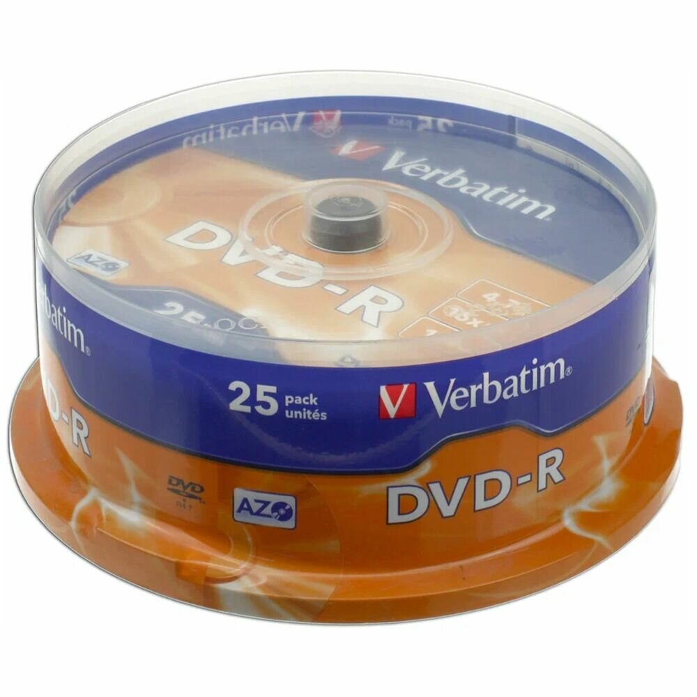 Диски DVD-R 4.7Gb Verbatim 16х 25 шт Cake Box <43522>