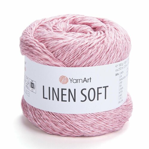 Пряжа Linen soft YarnArt, розовый - 7322, 30% лен, 36% вискоза, 34% хлопок, 4 мотка, 100 г, 272 м. Alize