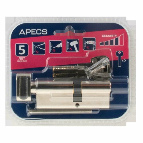 фото Цилиндровые механизмы apecs pro lm-80(35/45c)-c-ni 80 мм, ключ/вертушка, цвет никель