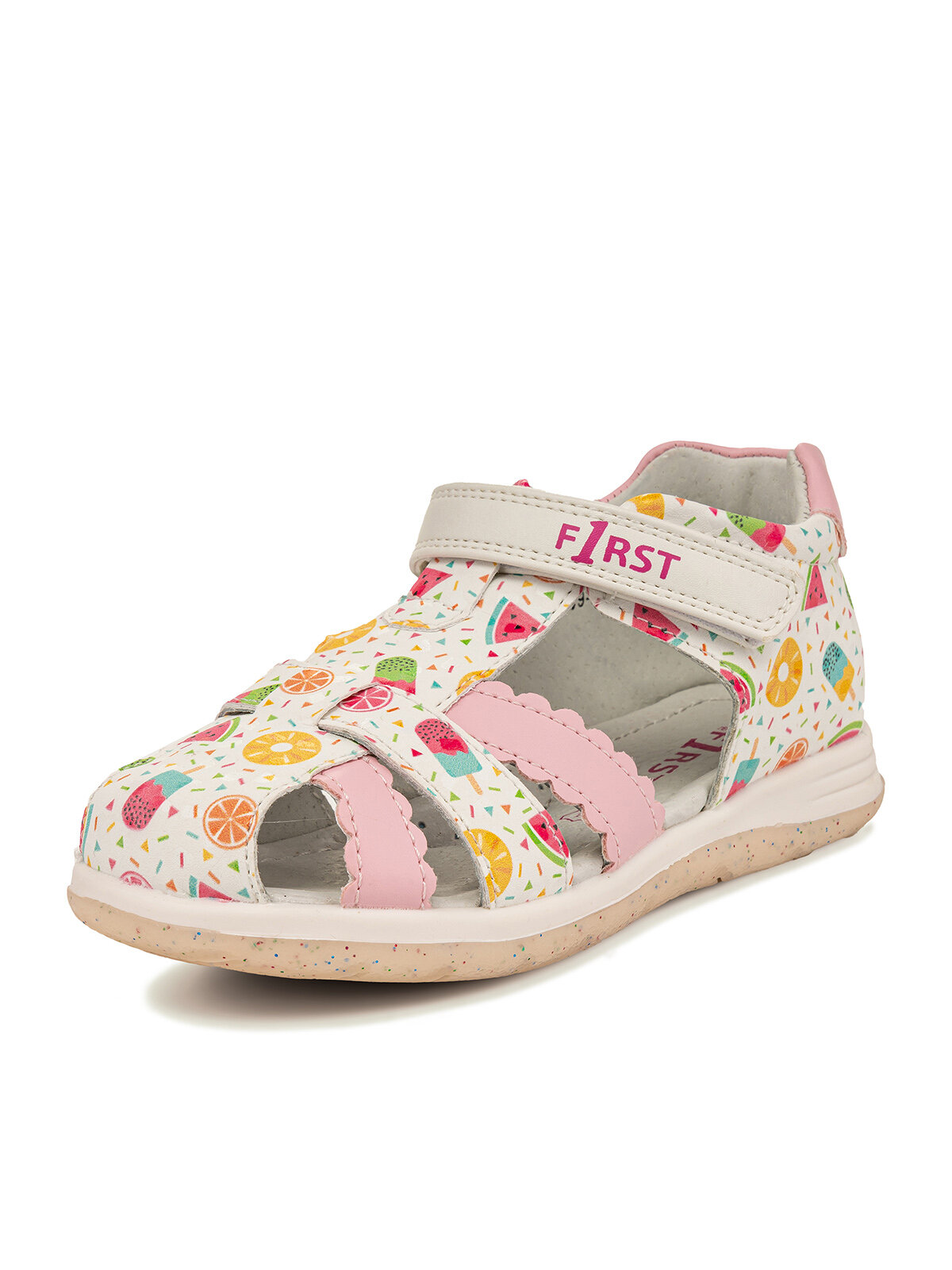 фото Разноцветные сандалии кожаные для девочек на застежке липучке ZENDEN first 109-31GO-788SK