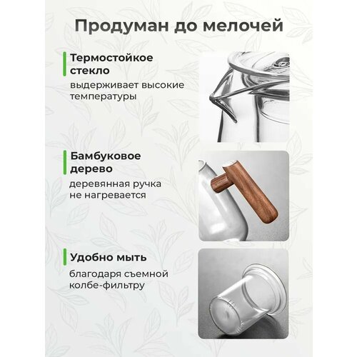 фото Чайник из жаропрочного светлого стекла красивая посуда для чаепития loochi