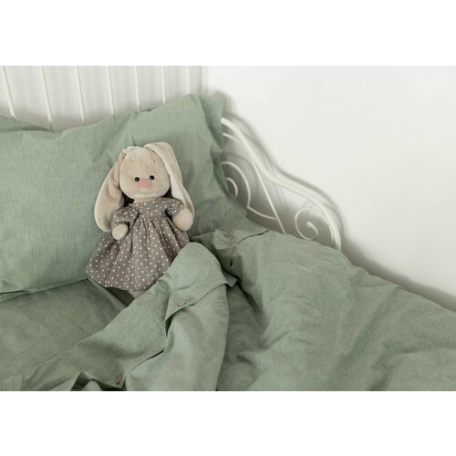 Детская наволочка из вареного хлопка, Зеленый меланж, 30 х 50