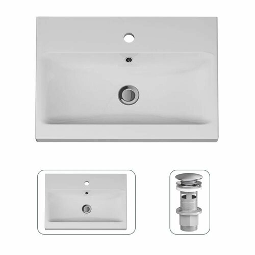 фото Раковина для ванной встраиваемая am.pm gem m90-wcc0602wg-f070m100 60 см с донным клапаном хром, в ванную мебельная встроенная, белый глянец, гарантия 25 лет, германия