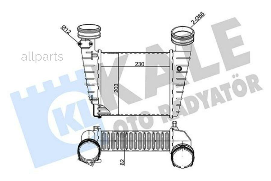 KALE 342375 Радиатор интеркулера для а/м VW Passat (01-)/Skoda Superb (02-) 1.8T паяный
