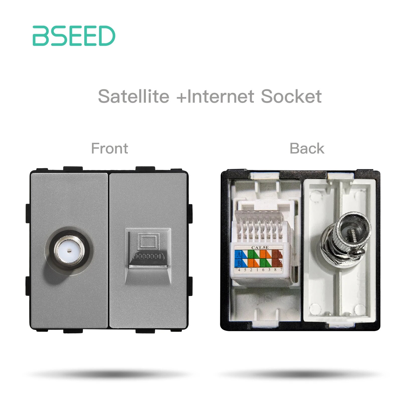 Панель розетки BSEED серая Зеленый, Satellite With CAT5