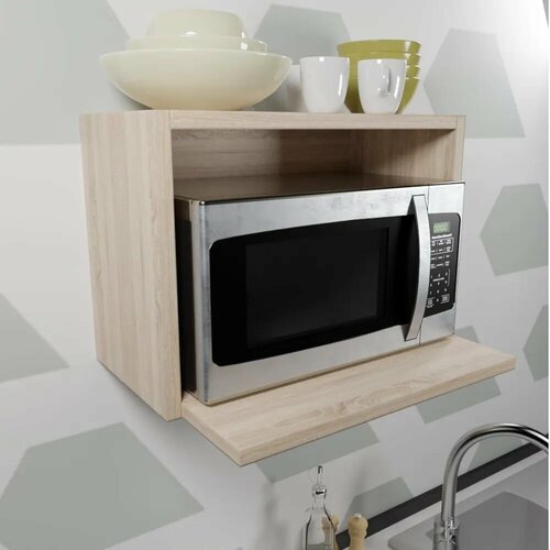 Навесная полка для микроволновки. Полка для кухни. Цвет Венге. Размер см: 57*60*39,5