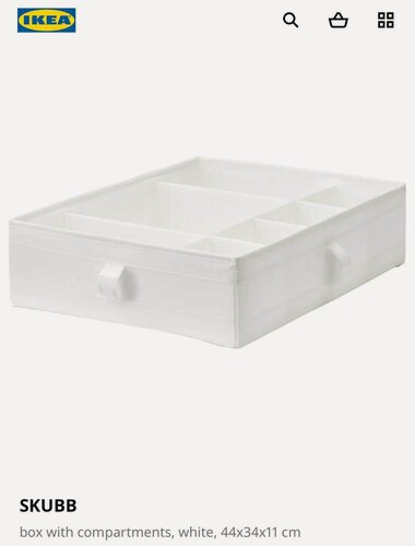 Изображение товара IKEA SKUBB Коробка-органайзер с отделениями, 44x34x11см. белый, оригинал