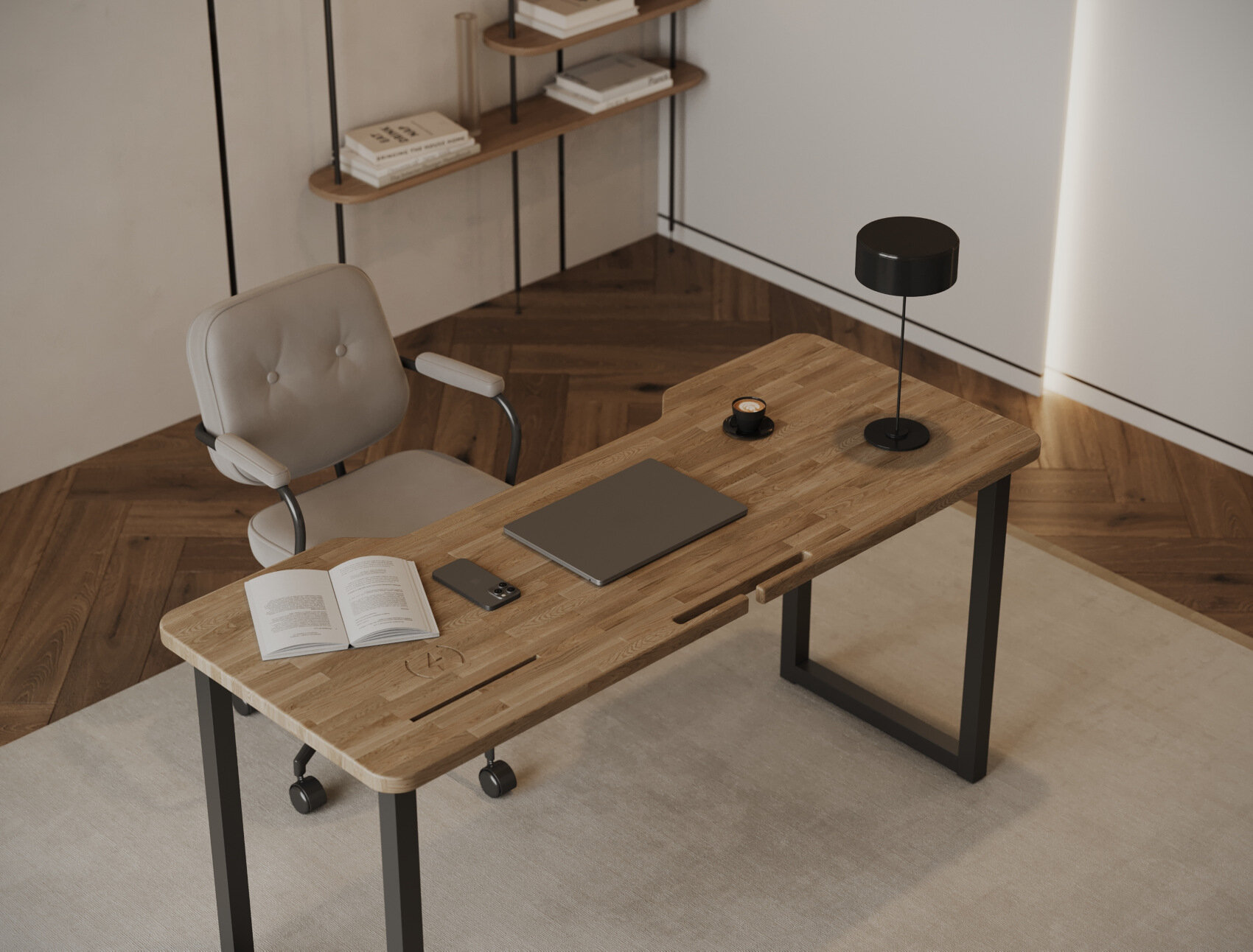 Компьютерный стол из массива дуба JetDESK DUB RS, высота 75см, столешница 150x60x3см дуб (натуральный)
