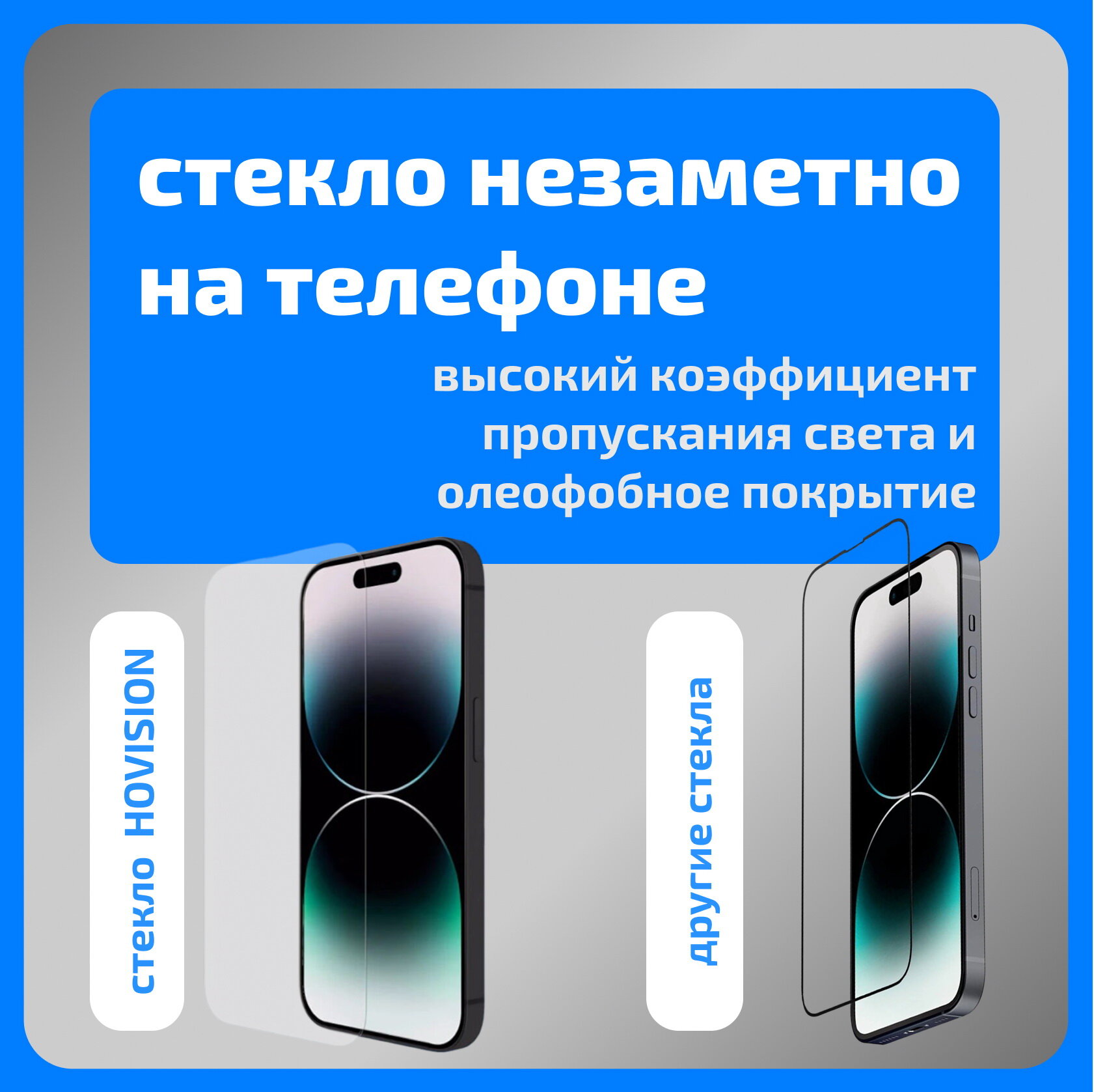 Защитное стекло на iPhone 15 Pro Max без черной рамки / с олеофобным покрытием / на экран айфон 15 про макс — фото 1