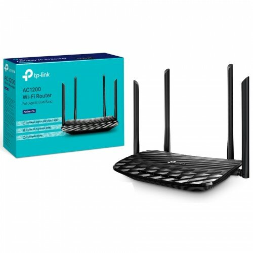 Wi-Fi роутер TP-Link Archer C6, MU-MIMO, 2 диапазона, 1 Гбит/с, чёрный — фото 1