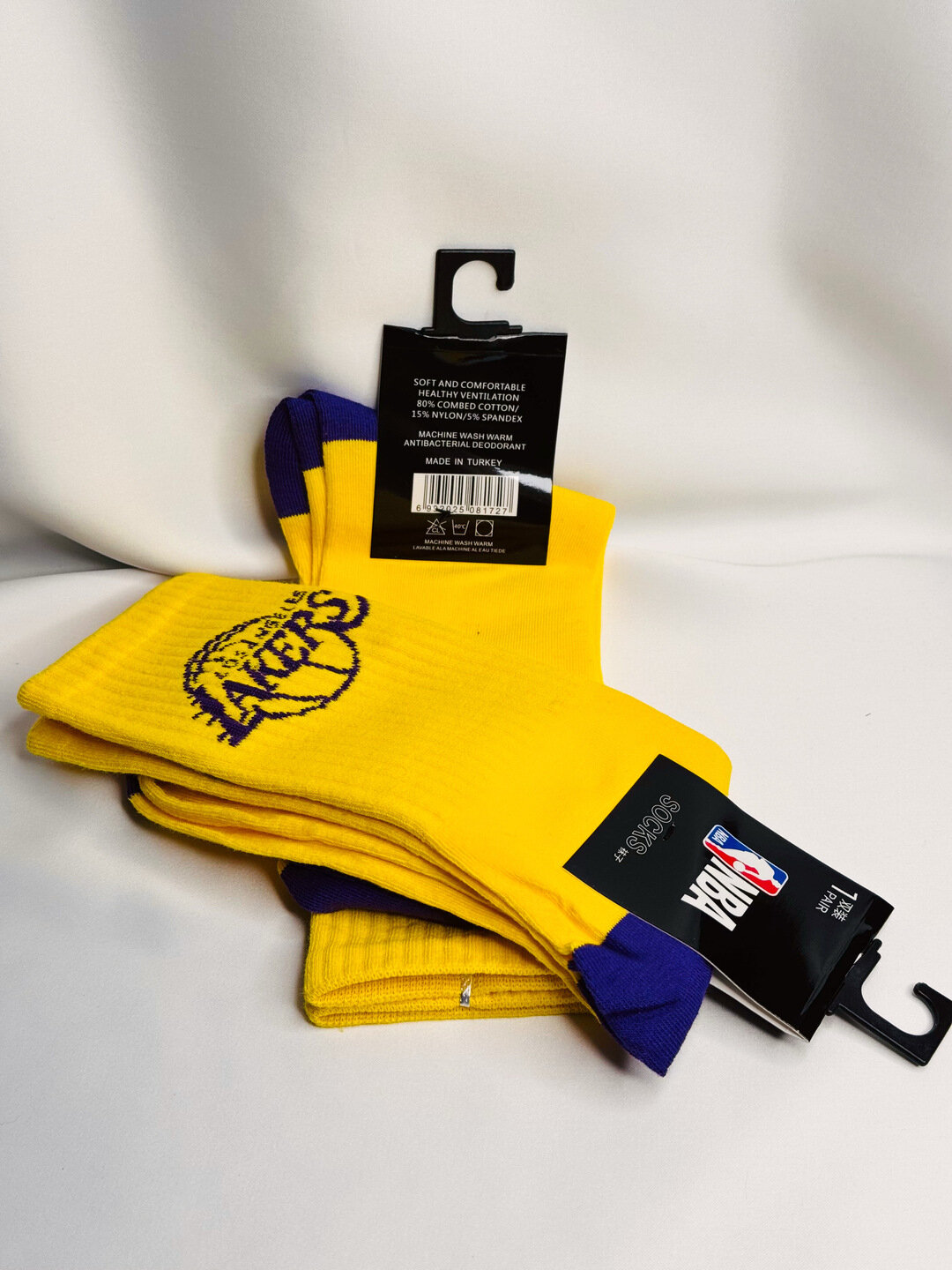 Носки  Lakers, размер 42-47.5, желтый/голубой — фото 1