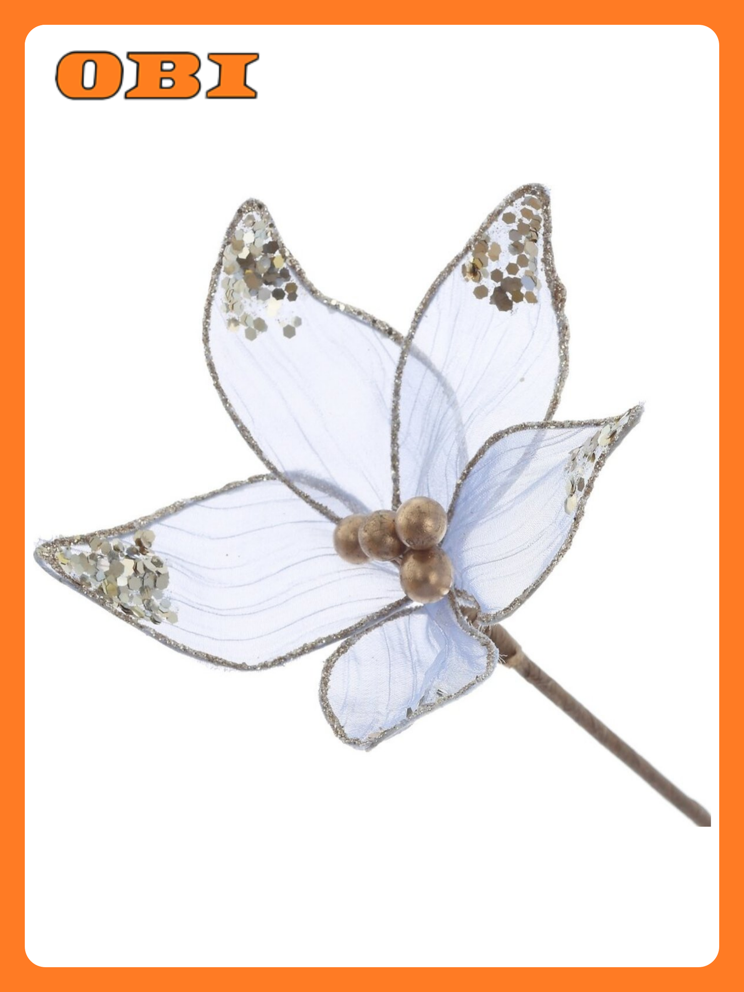 Цветок искусственный Пуансеттия L15 W15 H37 см