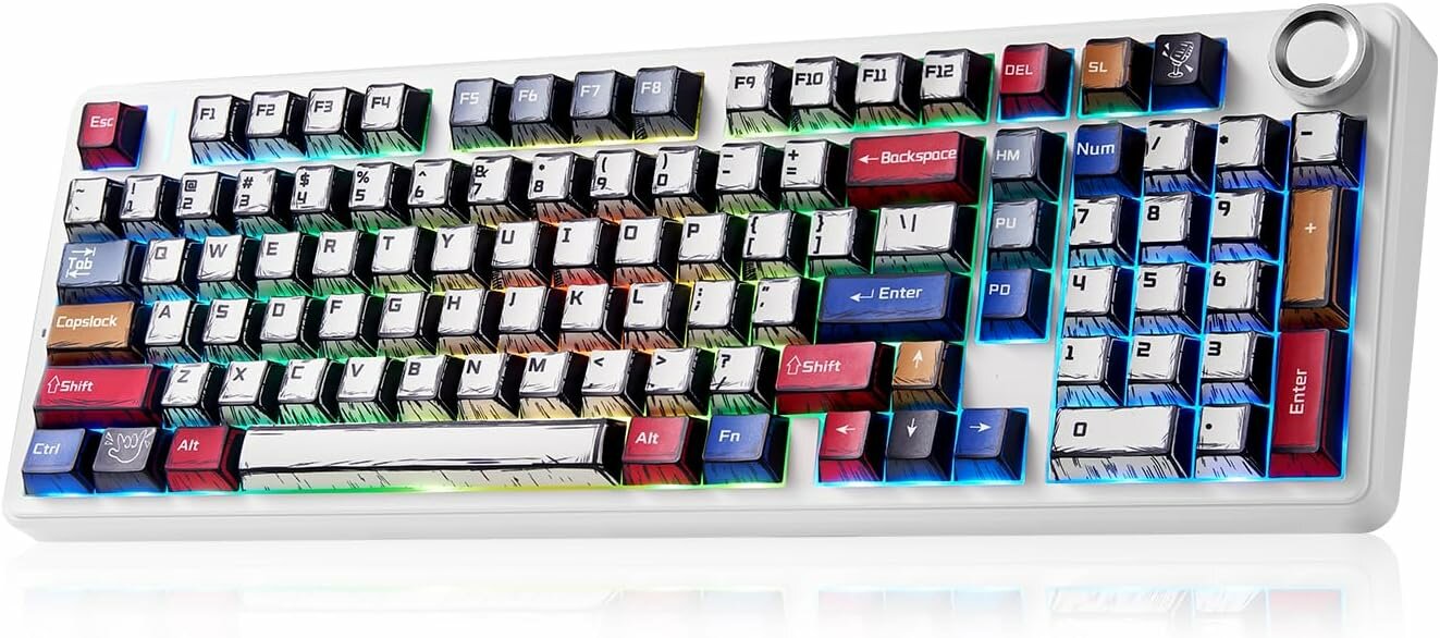 Клавиатура AULA F99 PRO Comics Leobog Star Vector Switch (1660) разноцветный/белый USB, Радиоканал, Bluetooth